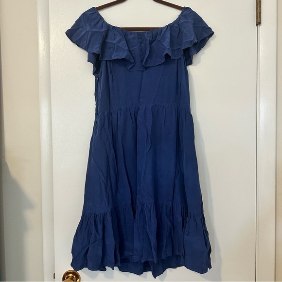 Sandro Blue Silk Tiered Dress 3 - Picture 2 of 6